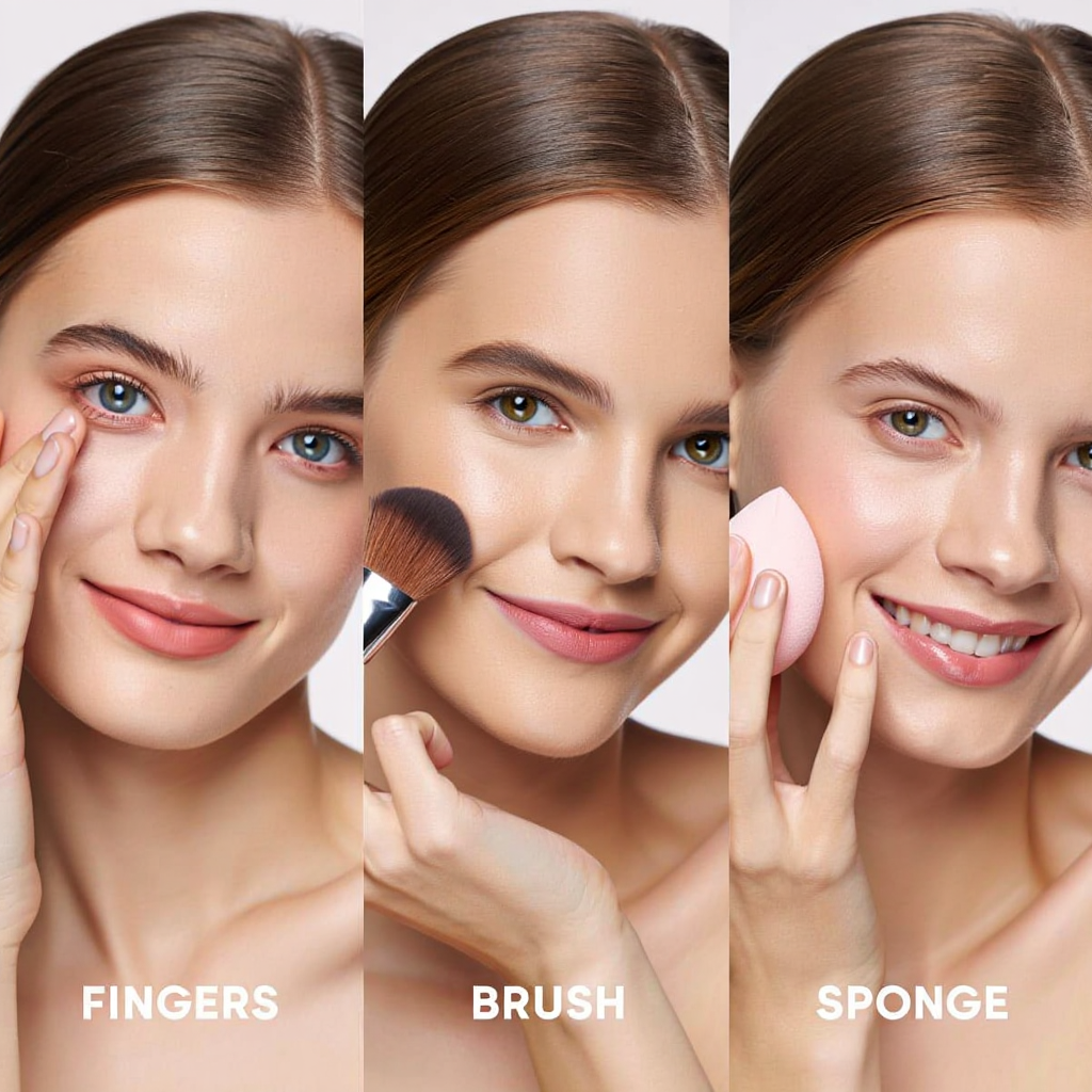 Cheek makeup application