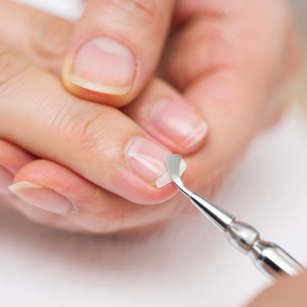 Pushing back cuticles at home